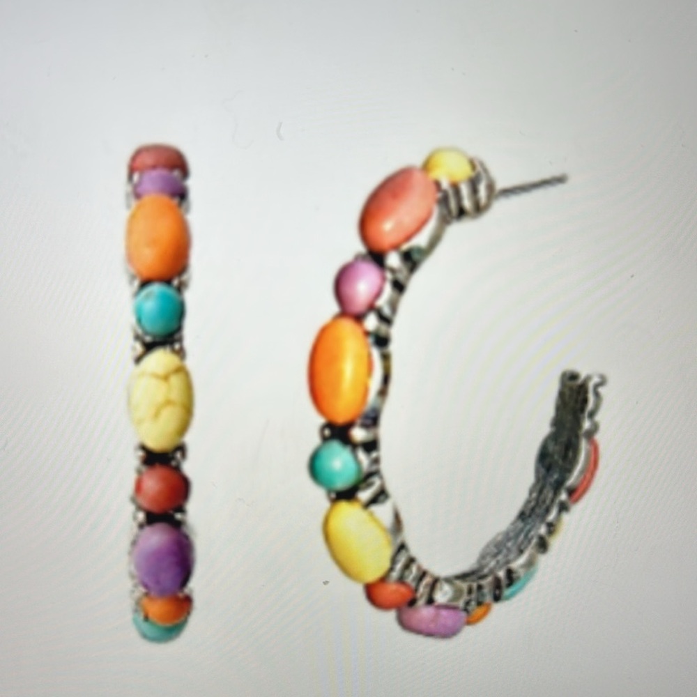 🍒5/$25🍒 Beautiful 💕🌺Marcellas Boutique 
Stone Hoop Earrings ❤️ - Picture 2 of 3